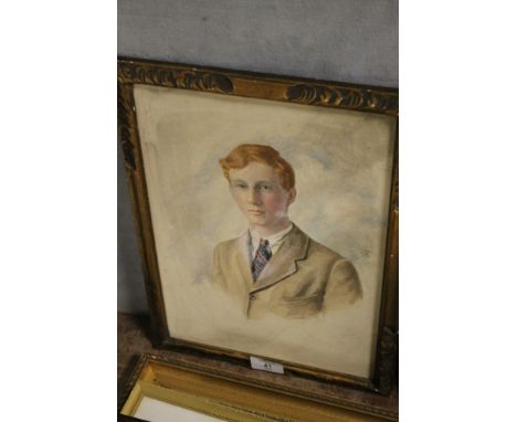 A FRAMED WATERCOLOUR PORTRAIT OF A YOUNG MAN SIGNED V COLLINGS 
