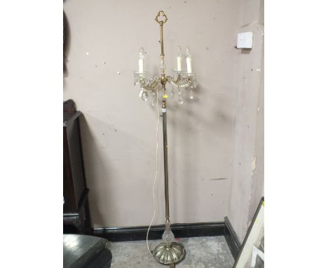 A MODERN GLASS CANDELABRA STYLE STANDARD LAMP