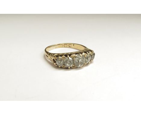 An 18ct gold five stone old cut diamond ring 1.50ct total approx. Size Q/R, 5g 