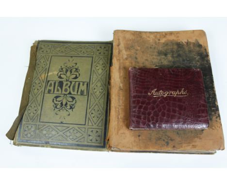 A Victorian scrap book, along with a later scrap books, both with various cuttings and a small sketch book