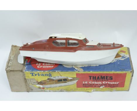 A Tri-Ang 14 cabin cruiser model speed boat  boxed"