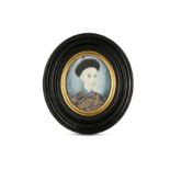 A CHINESE MINIATURE PORTRAIT OF A MANDARIN DIGNITARY.