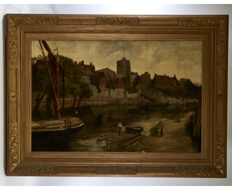 Eliza Goodwin Green, oil on canvas, a scene on the Medway, signed with original label verso, 24" x 36", framedGood condition,