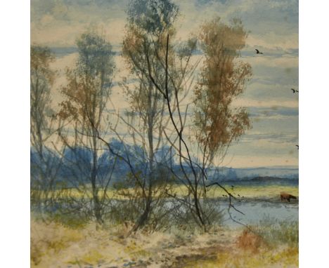 Abraham Hulk Jnr, watercolour, landscape, signed, 6.5" x 9", framed, very light foxing 