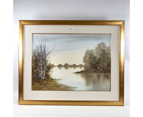 R Blackwell, watercolour, lake scene, signed, 21" x 30", framedGood condition 