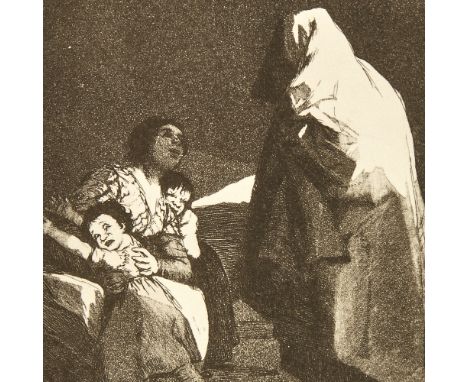 Francisco de Goya (1746 - 1828), etching/aquatint, Que Viene El Coco (Here Comes the Bogeyman), published 1799, image 7.5" x 