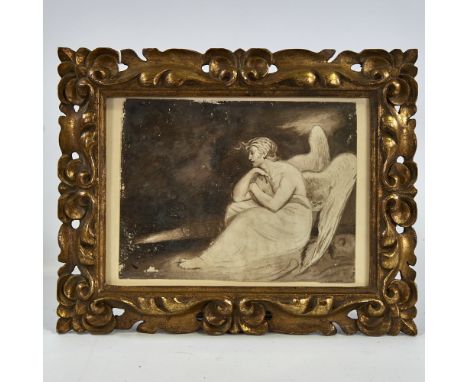 Circle of Henry Fuseli, watercolour ink and wash, angel receiving a visionary light, unsigned, 6" x 8", framedA few surface a