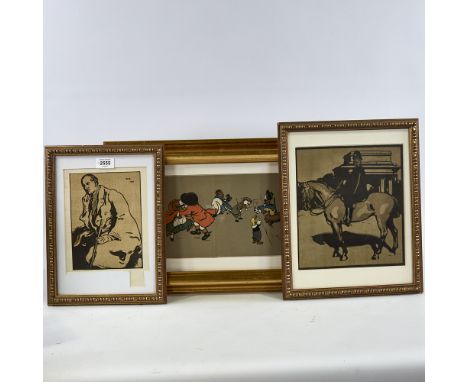 William Nicholson, 2 lithographs, portrait of James Pryde and a policeman, circa 1900, and Cecil Aldin, lithograph, nursery s