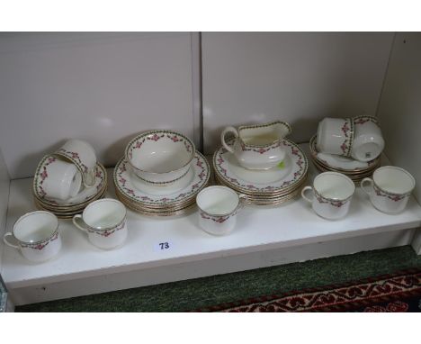 Aynsley Rose Decorated Tea Set with gilt banding 
