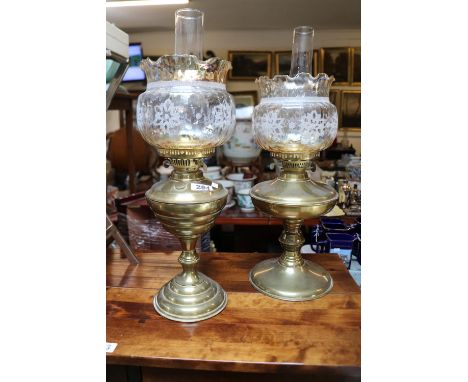 2 Early 20thC Brass Oil Lamp bases 