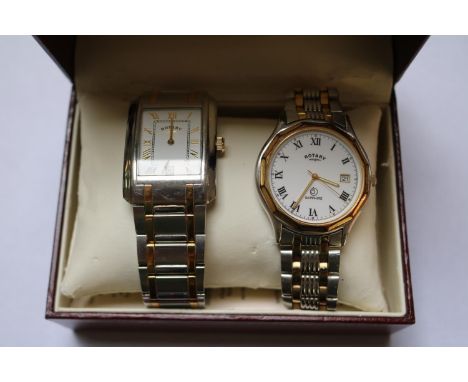 2 Rotary Gents Bimetal wristwatches with paperwork 