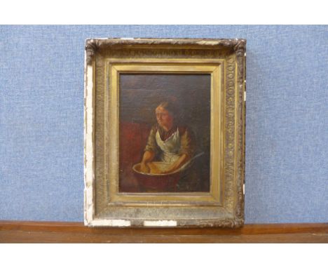 English School (19th Century), portrait of a maid, oil on canvas, framed 