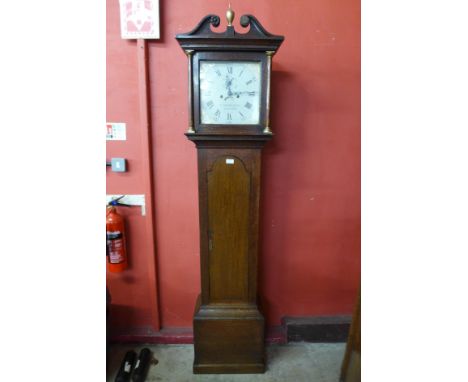 A 19th Century oak 8-day longcase clock, the dial signed C. Broderick, Boston 