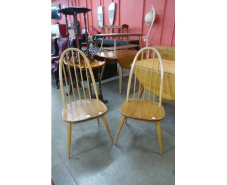 A pair of Ercol Blonde elm and beech Quaker chairs 