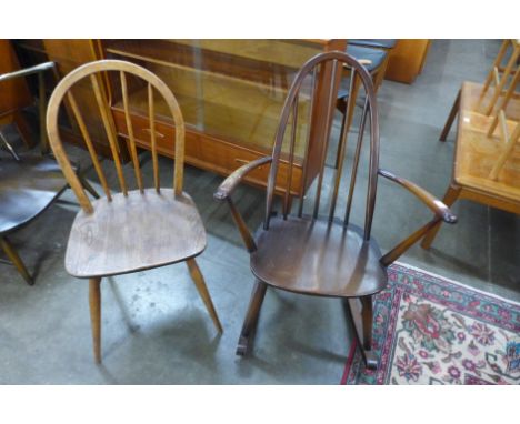 An Ercol Golden Dawn elm and beech Quaker rocking chair and one other 