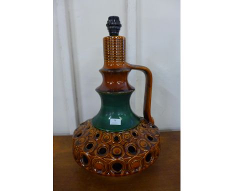 A West German Stein Keramica green and brown glazed table lamp 