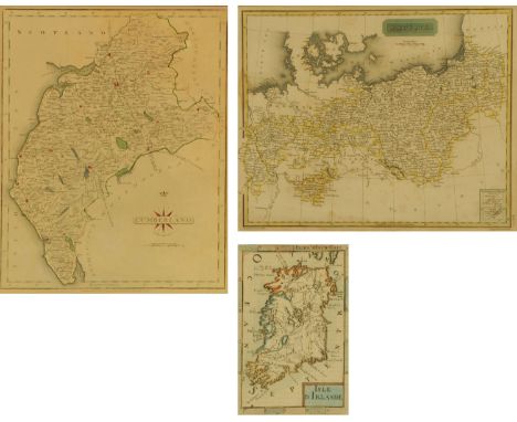 A 17th century map of Ireland, attributed to A M Mallet (1630-1706), "Isle D Irland", hand tinted.  15.5 cm x 10 cm, a John C