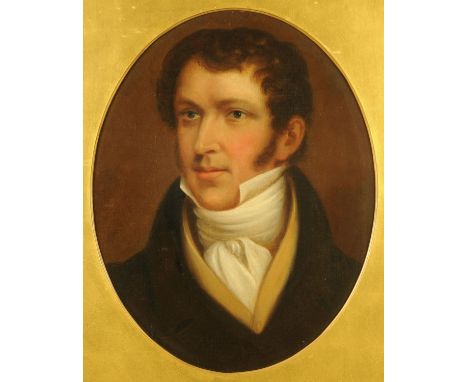British School (1780-1820), portrait of a gentleman, oval, oil on canvas.  52 cm x 40 cm, with gilt slip and gilt frame.  