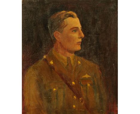 An oil on canvas, portrait of a soldier.  72 cm x 61 cm, unframed. 