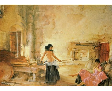 Sir William Russell Flint, "Burgundian Granary", Limited Edition print 298/850.  Image size 49 cm x 67 cm.