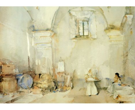 Sir William Russell Flint, "Sewing", Limited Edition print 448/850.  Image size 49 cm x 68 cm.
