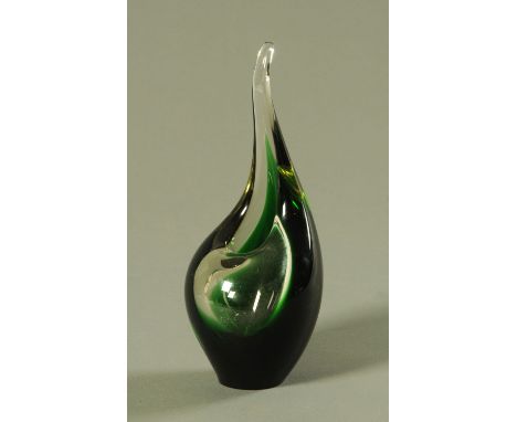 A Holmegaard "Orchid" vase, designed by Per Lutken 1958, from the Flamingo Series, in clear and green glass, engraved marks t