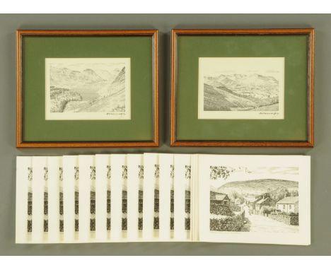 Alfred Wainwright (1907-1991), 33 prints, Pendle Hill from Downham (31), all unframed, and two mountain scenes.  ARR CONDITIO