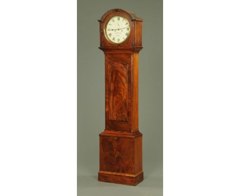 An early 19th century mahogany longcase clock, with circular dial marked for "McMaster Dublin", the case with arched long tru