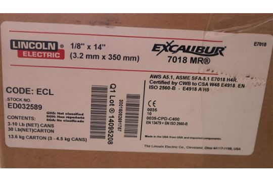 Lincoln Electric Excalibur Welding Rods 7018 Mr E7018 1 8 X14 3 2mm X 350mm 10lb Per Tub