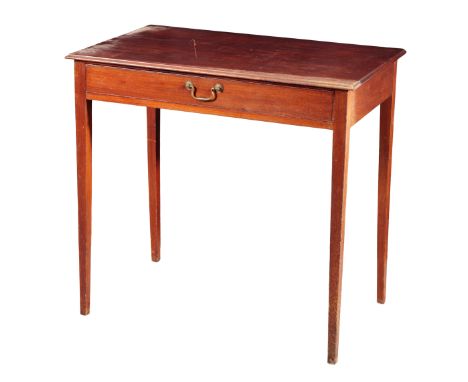 A MAHOGANY SIDE TABLE 19th century, the rectangular top with a moulded edge over a single frieze drawer with divided interior
