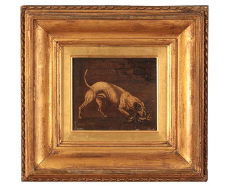 ENGLISH NAΪVE SCHOOL, 18TH CENTURY A dog ratting oil on canvas laid on panel, 9.5cm x 11cmProvenance: Acquired from Duke's, 2