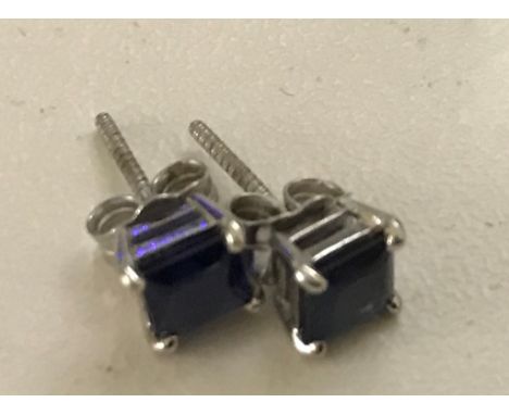 18ct square cut sapphire earrings