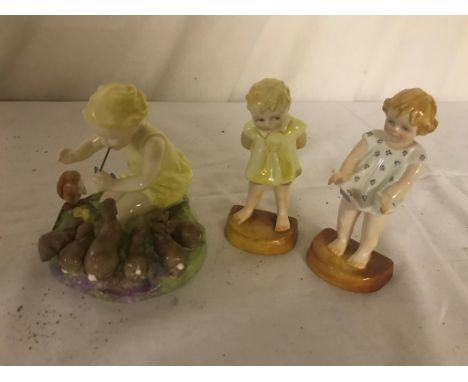 Three Royal Worcester child figures by Doughty