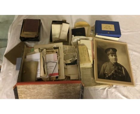 A quantity of WWI items to R. A. J. Heyhoe to inc photographs, paybook, WWI diary, family ephemera, postcards etc.
