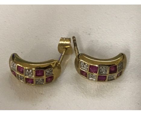 9ct ruby and diamond earrings