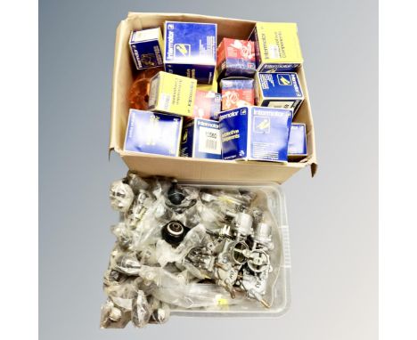 Two boxes of automobile components, stabiliser links etc 