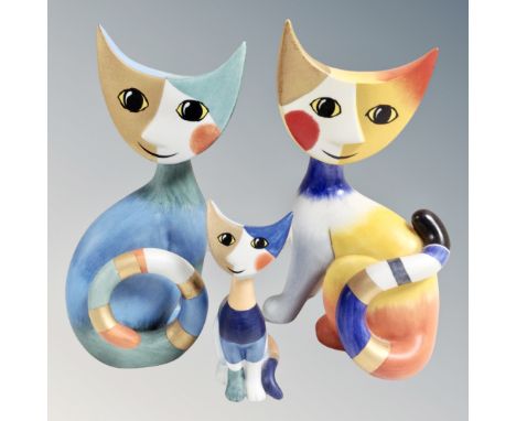 Three Rosina Wachtmeister Goebel abstract cat figures 