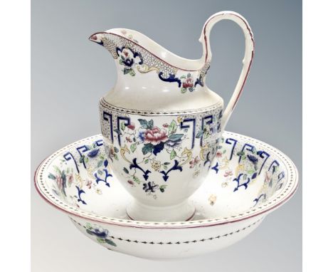 A 19th century Corona ware wash jug and basin 