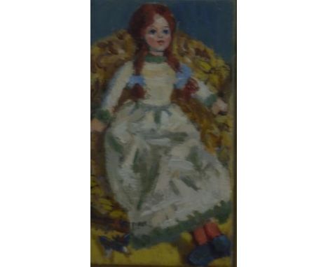 "Red-Headed Doll", oil on panel, signed and dated, framed, 20 X 12 cm