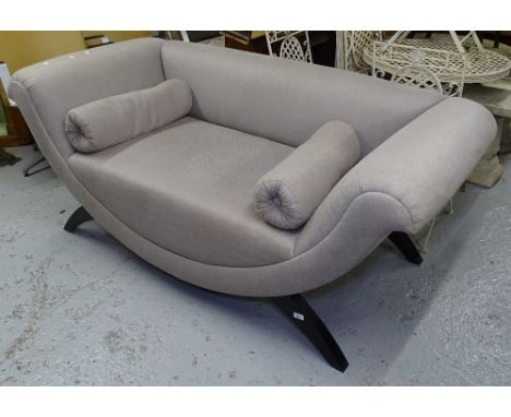 A demilune upholstered 2-seater settee with bolster cushions, by the Sofa &amp; Chair Company London, L190cm 