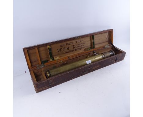A WW1 Ross brass gun sighting telescope, boxed 