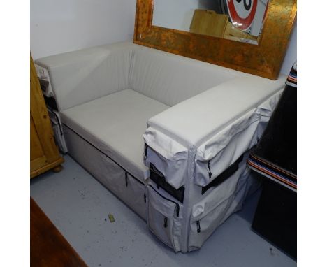 A Quinze &amp; Milan's Eastpak limited edition sofa "Built to Resist", with maker's labels and metal plaque, L150cm 