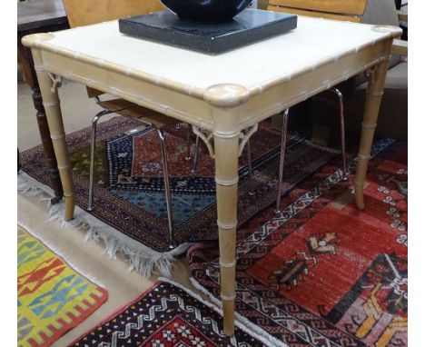 A faux bamboo design card table, W90cm, H72cm 