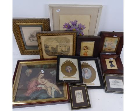 A 19th century watercolour portrait of a child, unsigned, in original rosewood frame, 19th century watercolour portrait of a 