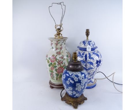 3 various Chinese and European table lamps 