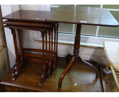 A reproduction nest of 3 occasional tables, and a Georgian mahogany tilt-top table on tripod base 