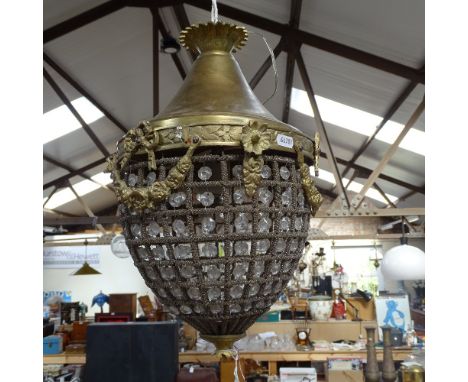 A gilt-brass mounted circular light fitting, height 40cm 