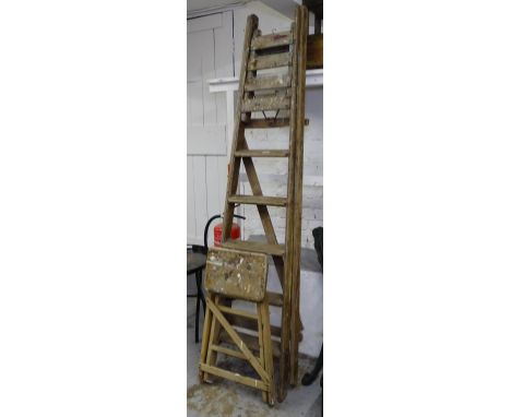 A Vintage pine step ladder, and another 