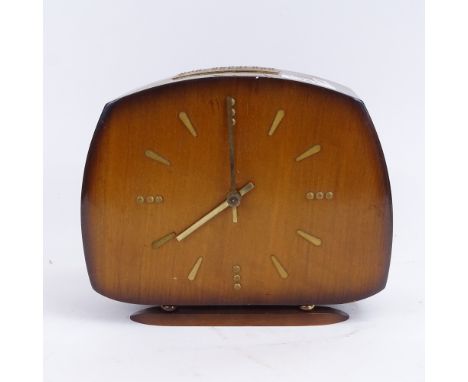 A walnut-cased braille mantel clock, with plaque St Dunstan's 1915 - 1965, height 18cm 