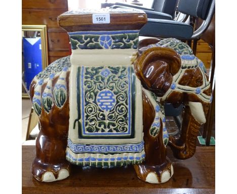 A decorative ceramic glazed elephant seat, H44cm 